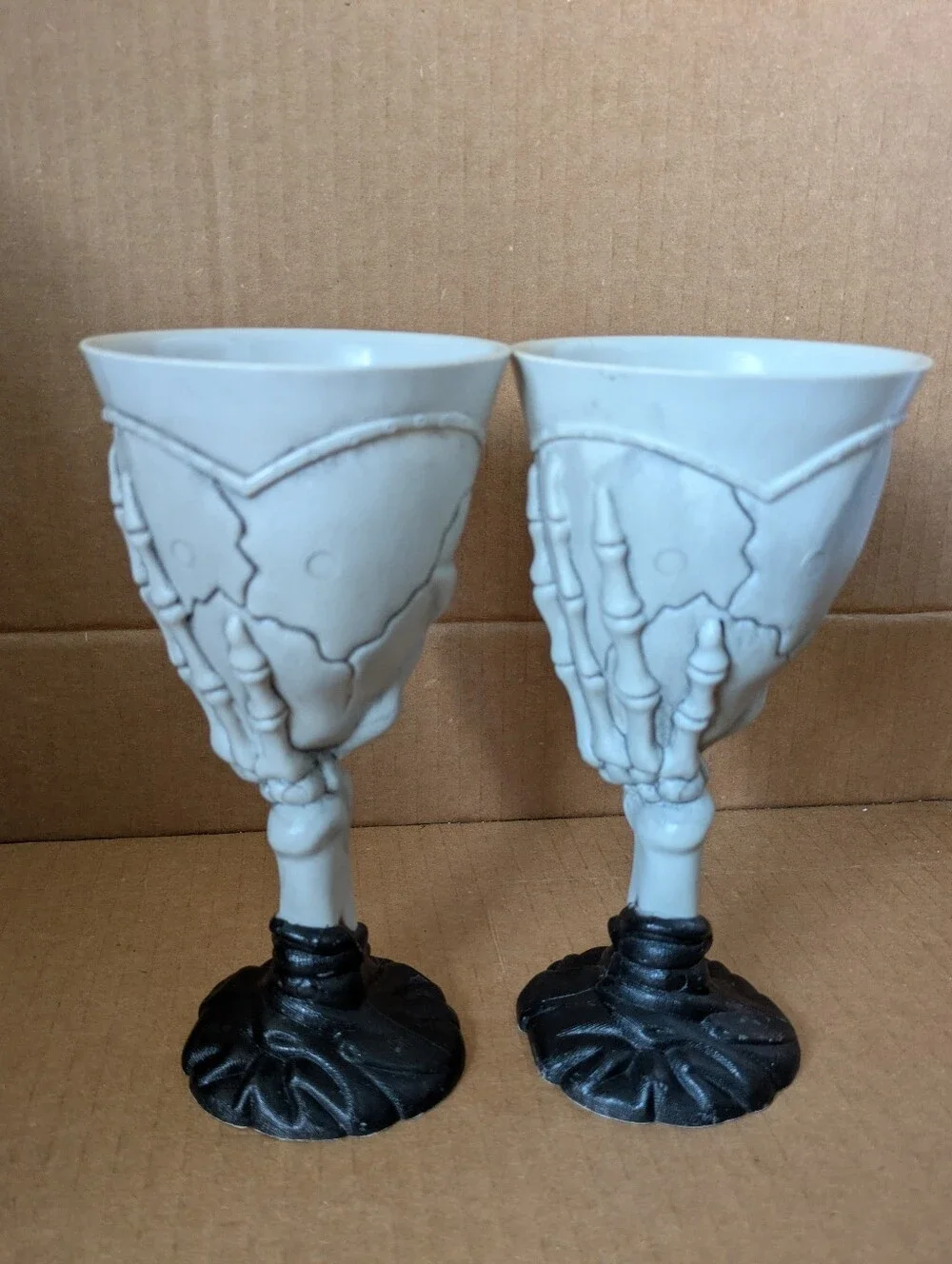 Skull Goblets Wine Glasses Set White and Black Gothic Chalices